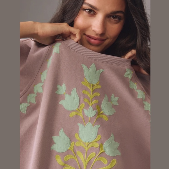 Brand New By Anthropologie Short-Sleeve Appliqué Sweatshirt - Picture 4 of 9